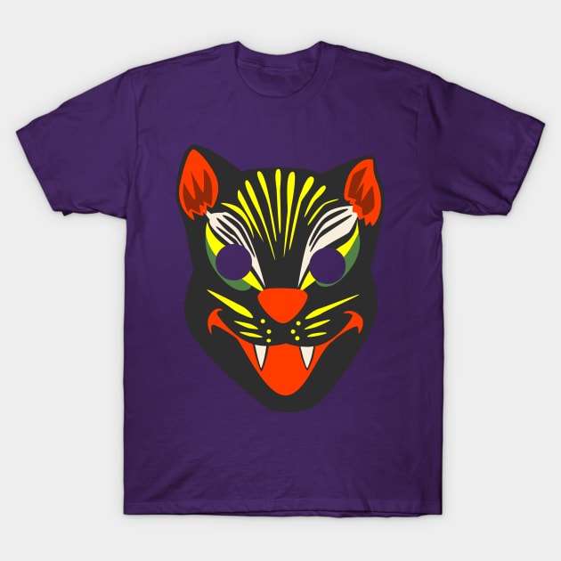 Vintage Halloween Cat Mask T-Shirt by carcinojen